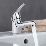 Picture of Modern Chrome Cloakroom Basin Mixer Tap – Mono Bathroom Sink Faucet with Fixings & Waste