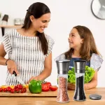 Picture of 2x Adjustable Stainless Steel Salt & Pepper Grinder Set, Manual Spice Mill Shaker