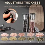 Picture of 2x Adjustable Stainless Steel Salt & Pepper Grinder Set, Manual Spice Mill Shaker