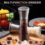 Picture of 2x Adjustable Stainless Steel Salt & Pepper Grinder Set, Manual Spice Mill Shaker