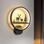 Picture of Modern LED Round Wall Lamp – 12W Deer Light with Three-Color Modes for Bedroom, Living Room, Hallway & More