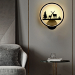 Picture of Modern LED Round Wall Lamp – 12W Deer Light with Three-Color Modes for Bedroom, Living Room, Hallway & More