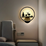 Picture of Modern LED Round Wall Lamp – 12W Deer Light with Three-Color Modes for Bedroom, Living Room, Hallway & More