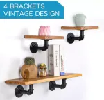 Picture of Industrial Pipe Shelf Brackets, Rustic Floating Wall Mount Storage Supports