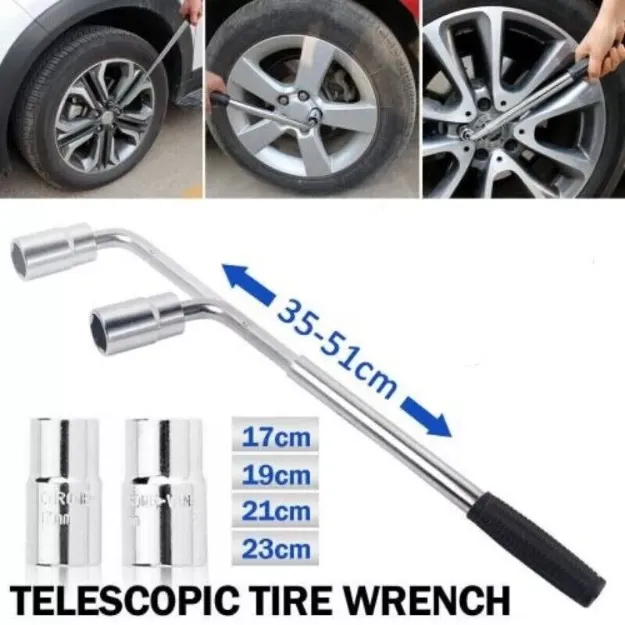 Picture of Telescopic Extendable Wheel Brace Wrench, 17, 19, 21, 23mm Socket for Car & Van Tyre Nuts