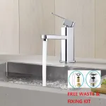 Picture of Modern Waterfall Bathroom Basin Tap – Chrome Mono Mixer with Waste for Sink & Cloakroom