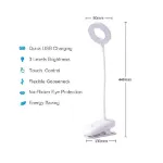 Picture of Rechargeable LED Clip-On Desk Lamp, Flexible Gooseneck Reading Light, USB Night Lamp with Clamp