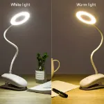 Picture of Rechargeable LED Clip-On Desk Lamp, Flexible Gooseneck Reading Light, USB Night Lamp with Clamp