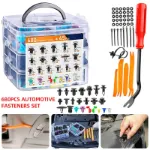 Picture of 680PCS Universal Car Body Fastener Kit,  Plastic Push Trim Clips, Rivets & Retainers for Bumper, Fender & Door Panel Repair