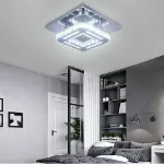 Picture of Modern Square LED Crystal Ceiling Light, Elegant 12W Chandelier for Living Room, Bedroom & Hallway