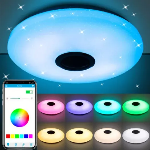 Picture of 48W RGB LED Ceiling Light with Bluetooth Speaker, Dimmable Music Lamp with Remote & App Control