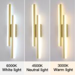 Picture of Dimmable LED Wall Sconce, 16W Gold Modern Wall Light for Bedroom, Living Room, Hallway, Bathroom