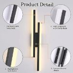 Picture of Modern Black LED Wall Lights, 16W Acrylic Wall Lamp for Living Room, Hallway, Bedroom, and Stairs