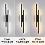 Picture of Modern Black LED Wall Lights, 16W Acrylic Wall Lamp for Living Room, Hallway, Bedroom, and Stairs