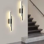 Picture of Modern Black LED Wall Lights, 16W Acrylic Wall Lamp for Living Room, Hallway, Bedroom, and Stairs