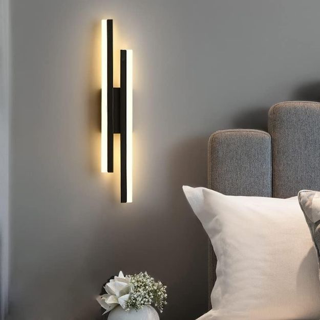 Picture of Modern Black LED Wall Lights, 16W Acrylic Wall Lamp for Living Room, Hallway, Bedroom, and Stairs