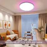 Picture of LED Ceiling Light,  24W Bathroom Light Dimmable with Remote Control, RGB Color Changing Backlight, Flush Ceiling Light