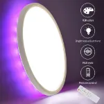 Picture of LED Ceiling Light,  24W Bathroom Light Dimmable with Remote Control, RGB Color Changing Backlight, Flush Ceiling Light