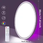 Picture of LED Ceiling Light,  24W Bathroom Light Dimmable with Remote Control, RGB Color Changing Backlight, Flush Ceiling Light