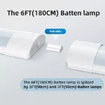 Picture of 6FT LED Batten Tube Light, 6500K Cool White Ceiling Lamp for Office, Garage & Workshop