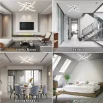 Picture of Modern 4-Wave Dimmable LED Ceiling Pendant Light, Stylish Fixture for Living Room & Bedroom