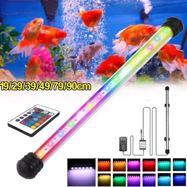 Picture of Submersible RGB LED Aquarium Light Bar with Remote,  Waterproof Fish Tank Lighting with UK Plug