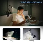 Picture of USB Clip-On LED Desk Lamp, Flexible Clamp Reading Light for Bedside, Table & Office