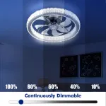 Picture of Luxury LED Crystal Ceiling Fan Light,  Dimmable Silent Fan with Remote Control