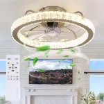 Picture of Luxury LED Crystal Ceiling Fan Light,  Dimmable Silent Fan with Remote Control