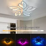 Picture of Modern LED Chandelier Ceiling Light, White Frame with RGB Backlight & Dimmable Mode