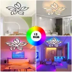 Picture of Modern LED Chandelier Ceiling Light, White Frame with RGB Backlight & Dimmable Mode