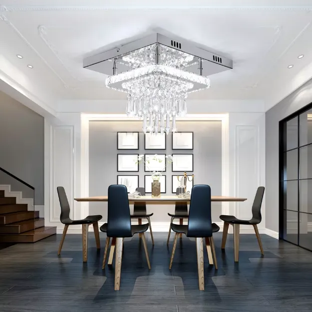 Picture of 30CM Modern Square LED Crystal Ceiling Light,  Minimalist Chandelier for Living Room & Bedroom