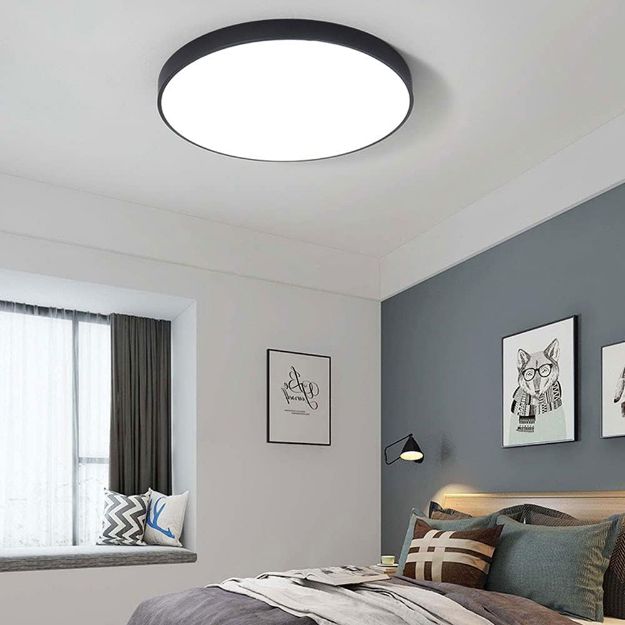 Picture of 40CM 24W Sleek Black LED Ceiling Light, Ultra-Thin Flush Mount Fixture for Bedrooms & Kitchens