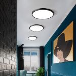 Picture of 40CM 24W Sleek Black LED Ceiling Light, Ultra-Thin Flush Mount Fixture for Bedrooms & Kitchens