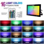 Picture of 50W RGB LED Floodlight, 16-Color Changing Outdoor Spotlight with Remote 