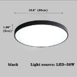 Picture of 36W Ultra-Thin LED Ceiling Light – Modern Black Flush Mount Fixture for Bedroom & Kitchen