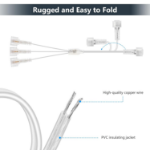 Picture of 3-Way Splitter Connector for Christmas Lights, Waterproof 2-Pin Y Connector for Outdoor LED Fairy Lights, G40 Globe Lights, and Garden Décor