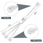 Picture of 3-Way Splitter Connector for Christmas Lights, Waterproof 2-Pin Y Connector for Outdoor LED Fairy Lights, G40 Globe Lights, and Garden Décor