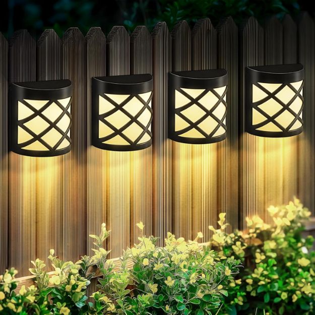 Picture of Solar-Powered LED Fence Lights ,  Outdoor Garden, Step, Door & Wall Lights (4-Pack)