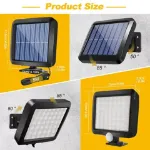 Picture of Solar-Powered PIR Motion Sensor LED Wall Light, Outdoor Garden Security Flood Lamp