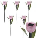 Picture of 6-Pack Solar-Powered LED Tulip Flower Lights, Outdoor Garden Yard Decoration