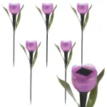 Picture of 6-Pack Solar-Powered LED Tulip Flower Lights, Outdoor Garden Yard Decoration