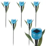 Picture of 6-Pack Solar-Powered LED Tulip Flower Lights, Outdoor Garden Yard Decoration