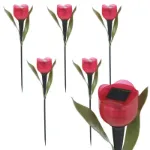 Picture of 6-Pack Solar-Powered LED Tulip Flower Lights, Outdoor Garden Yard Decoration