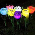 Picture of 6-Pack Solar-Powered LED Tulip Flower Lights, Outdoor Garden Yard Decoration