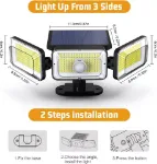 Picture of 368 LED Solar-Powered PIR Motion Sensor Wall Light, Outdoor Security Lamp