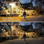 Picture of 368 LED Solar-Powered PIR Motion Sensor Wall Light, Outdoor Security Lamp