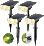 Picture of 4-Pack Solar Spotlights, 16-LED Warm White Outdoor Lights, IP67 Waterproof, Dusk-to-Dawn Garden & Landscape Lighting