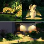 Picture of 4-Pack Solar Spotlights, 16-LED Warm White Outdoor Lights, IP67 Waterproof, Dusk-to-Dawn Garden & Landscape Lighting