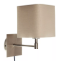 Picture of Modern Plug-In Wall Light, Square Fabric Lampshade with Brushed Chrome Fixture for Bedroom, Hotel & Living Room